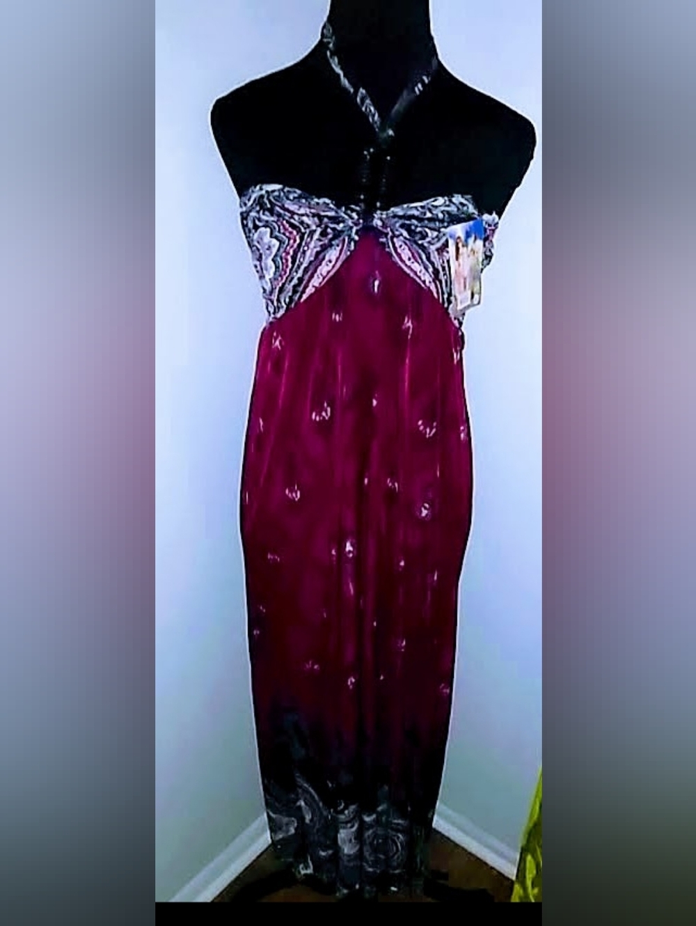 Red and Black Strapless Dress